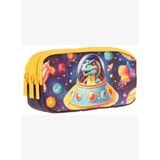 Kaukko Kids Sarı Siyah, Astronot Dinazor, Erkek Çocuk Üç Bölmeli Kalemlik/Kalem Çantası - L8273
