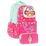 Kaukko Kids Toys Kız Çocuk Kırmızı Yeşil 3D Flamingo Şekilli İlkokul Çantası ve Kalemlik Seti (L5235