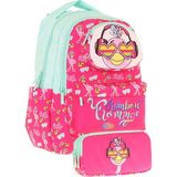 Kaukko Kids Toys Kız Çocuk Kırmızı Yeşil 3D Flamingo Şekilli Ilkokul Çantası ve Kalemlik Seti (L5235+L8235) - Kırmızı - Yeşil
