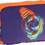 Kaukko Kids Turuncu Lacivert, Futbol Topu Baskılı, Erkek Çocuk Üç Bölmeli Okul Kalem Çantası - L8269