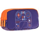 Kaukko Kids Turuncu Lacivert, Oyun, Erkek Çocuk Üç Bölmeli Kalemlik/kalem Çantası - L8281 - Turuncu - Mavi