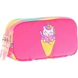 Kaukko Kids Üç Bölmeli Fuşya, Dondurma ve Unicorn, Kız Çocuk Okul Kalemliği - L8227 - Fuşya - Sarı