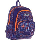 Kaukko Kids Üç Bölmeli (Lacivert Turuncu - Oyun Desenli) Erkek Çocuk Okul ve Günlük Sırt Çantası - L5281 - Lacivert - Turuncu
