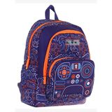 Kaukko Kids Üç Bölmeli (Lacivert Turuncu - Oyun Desenli) Erkek Okul ve Günlük Sırt Çantası - L5281