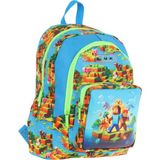 Kaukko Kids Üç Bölmeli (Mavi Yeşil - Craft Baskılı) Erkek Çocuk Okul ve Günlük Sırt Çantası - L5280 - Mavi - Yeşil