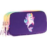 Kaukko Kids Üç Bölmeli Mor Çok Renkli, Denizkızı ve Unicorn, Kız Çocuk Okul Kalemliği - L8228