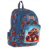 Kaukko Kids Üç Bölmeli Yeşil Kırmızı - Arazi Aracı Erkek Çocuk Okul ve Günlük Sırt Çantası - L5282