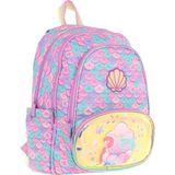 Kaukko Kids Üç Gözlü (Kız Çocuk) Okul Sırt Çantası (Denizkızı Nakışlı ve Baskılı) - L5225 - Pembe - Yeşil