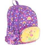 Kaukko Kids Üç Gözlü (Kız Çocuk) Okul Sırt Çantası (Flamingo Nakışlı ve Baskılı) - L5226 - Pembe - Mor