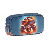 Kaukko Kids Yeşil Kırmızı, Arazi Aracı, Erkek Çocuk Üç Bölmeli Kalemlik/kalem Çantası - L8282 - Yeşil - Kırmızı