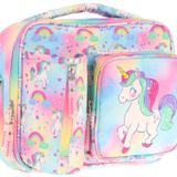 Kaukko Kız Çocuk, Çok Renkli, Unicorn Baskılı Isı Yalıtımlı Üç Bölmeli (Matara Cepli) Okul Beslenme Çantası L7243