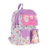 Kaukko Kız Çocuk Peluş Ayıcıklı İlkokul Okul Sırt Çantası - Yeşil Mor - L5239