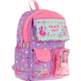 Kaukko Kız Çocuk Peluş Flamingolu İlkokul Okul Sırt Çantası - Mor Pembe - L5240