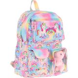 Kaukko Kız Çocuk Peluş Unicornlu Ilkokul Okul Sırt Çantası - Pembe - L5243