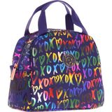 Kaukko Kız Çocuklarına Özel Lacivert Xoxo Baskılı Beslenme Çantası (Isı Yalıtımlı) (K9054) - Lacivert - Çok Renkli