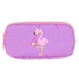 Kaukko L8137 Aynalı Taşlı Flamingo Lila Kids 3 Bölmeli Kalem Çantası