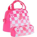 Kaukko Nature Kız Çocuk Beslenme Çantası (K9063) ve Kalemlik (K2699) Seti - Mavi - Pembe