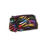 Kaukko Plump İki Bölmeli Siyah Çok Renkli Zebra Desenli Kız Çocuk Kalem Çantası/Kalemlik - K2691