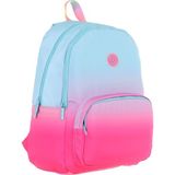 Kaukko Rainbow Kız Çocuk Üç Bölmeli Ilkokul ve Ortaokul Çantası - Mavi Pembe Renk Geçişli - K1797 - Mavi - Pembe