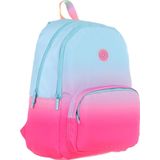 Kaukko Rainbow Kız Çocuk Üç Bölmeli İlkokul ve Ortaokul Çantası - Mavi Pembe Renk Geçişli - K1797