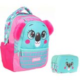 Kaukko Sevimli Koala Yeşil Okul Sırt Çantası ve Kalemlik Seti - Kız Çocuk - Pembe - Turkuaz