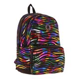Kaukko Shine Üç Bölmeli Siyah Çok Renkli Zebra Desenli Sırt Çantası - K1780