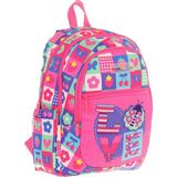 Kaukko Üç Bölmeli Kız Çocuk Ilkokul Sırt Çantası (L5229) - Pembe Mavi - Love Desenli - Pembe - Mavi