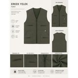 Kavaklıdere Giyim Erkek Haki Çok Cepli Fermuarlı Mevsimlik Yelek – Günlük ve Outdoor Kullanım - L - XL