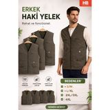 Kavaklıdere Giyim Erkek Haki Çok Cepli Fermuarlı Mevsimlik Yelek – Günlük ve Outdoor Kullanım - S - M