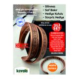 KAVELE Ham saf bakır Dışı Selçuklu İçi Ayetli Bileklik-Hediyelik Kutuda-Ayetel Kürsi,Felak,Nas,Nazar ve