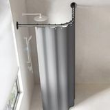 Kavisli Duş Perdesi Çubuğu Ayarlanabilir Gerilebilir Duş Rayı, Paslanmaz Çelik Köşe Perde Çubuğu Matkapsız, Banyo Küveti İçin, (size_name, C 90~130 x 90~130CM)