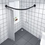 Kavisli Duş Perdesi Çubuğu Ayarlanabilir L Şekilli Kavisli Duş Perdesi Çubuğu Matkap Kurulumu Yok Paslanmaz Çelik Banyo Rayı, Kurulumu Kolay Küvet Direği Dayanıklı ve Modern Tasarım, (Siyah, 80-100 cm