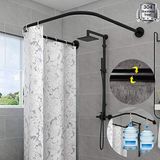 Kavisli Duş Perdesi Çubuğu Ayarlanabilir U Şekilli Banyo Rayı Paslanmaz Çelik Uzatılabilir Delme Gerektirmez Siyah Dekoratif Banyo Küvet Direği, (-, 80 ila 120 x 80 x 80 ila 120 cm)