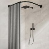 Kavisli Duş Perdesi Çubuğu Duş Perdesi Direği Uzatılabilir Matkapsız, Ayarlanabilir Banyo Perdesi Rayı, Paslanmaz Çelik, Mutfak Dolabı Banyo Penceresi İçin, (Siyah, B 70-95 cm * 90-130 cm)
