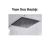 KAVİTİCARET Kare Siyah Krom Abs Sert Plastik Malzeme Yağmurlama Tepe Duş Başlığı (Sadece Tepe Başlık)