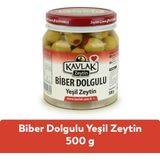 Kavlak Zeytin Kavlak 500 gr Biber Dolgulu Yeşil Zeytin Sağlıklı ve Renkli Sofralar İçin İdeal Seçim
