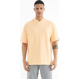 Kavun Içi Kapüşonlu Kol Etiket Detaylı Oversize Erkek T-shirt - 88179