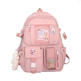Kawaii Kanvas Okul Sırt Çantası Kolye Ucu, Dizüstü Bilgisayar Omuz Çantası, Okula Dönüş ve Kolej Malzemeleri (Pembe)