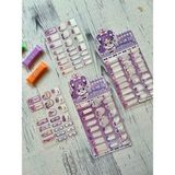 Kawaii Karakterli Mor 4 Yaprak 93 Adet Şeffaf Koruma Katmanlı Su Geçirmez Okul İsim Etiketi / Sticker / Çıkartma / Bant