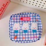 Kawaii Rabbit Tavşan Desenli Hijyenik Ped Çantası | Organizeri | Makyaj & Kozmetik Saklama Çantası | Fermuarlı Mini Düzenleyici - 01-Mavi