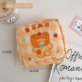 Kawaii Teddy Bear Ayıcık Desenli Hijyenik Ped Çantası | Organizeri | Makyaj & Kozmetik Saklama Çantası | Fermuarlı Mini Düzenleyici - Açık Sarı