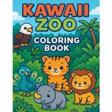 Kawaii Zoo Animals Coloring Book for Kids, Teens, and Adults | Cute Jungle Safari Animals: Adorable Coloring Designs for Relaxation, Learning, and Playtime Fun