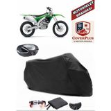 Kawasaki Kx 450F Branda Siyah Arka Çanta Uyumlu(Topcase) Motosiket Brandası Motor Örtüsü Çadır Su Geçirmez Motosiklet Kılıfı Motor Brandası,lastikli,taşıma Torbalı