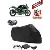 Kawasaki Ninja 650 Branda Siyah Arka Çanta Uyumlu(Topcase) Motosiket Brandası Motor Örtüsü Çadır Su Geçirmez Motosiklet Kılıfı Motor Brandası,lastikli,taşıma Torbalı