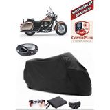 Kawasaki Vn 1500 Branda Siyah Arka Çanta Uyumlu(Topcase) Motosiket Brandası Motor Örtüsü Çadır Su Geçirmez Motosiklet Kılıfı Motor Brandası,lastikli,taşıma Torbalı
