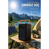 Kawigo 80000 Mah Solar Powerbank Güneş Enerjili Powerbank 22.5W Hızlı Şarj LED Fenerli Dahili Kablolu Taşınabilir Şarj Cihazı Powerbank - Siyah - Turuncu
