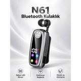Kawigo N61 Makaralı Kulak Içi Bluetooth Kulaklık - Gri - Siyah