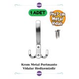 Kawin 1 Adet Noktalı Portmanto Askı Vestiyer Duvar Dolap Elbise Askısı Krom Metal Mobilya Kapı Askılık