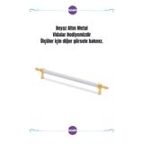 Kawin Beyaz Altın Kulp 96MM Metal Vidalı - Dolap, Şifonyer, Ünite,Komodin, Mutfak Dolabı, Vestiyer Kulbu