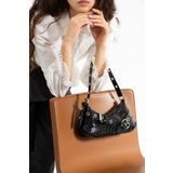 Kaya Bag Siyah Kroko Kadın Omuz ve Kol Çanta 13x30 Ebatı